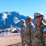 Formación de inicio de la Expedición Andinística Combinada Argentino–Chilena al cerro Aconcagua