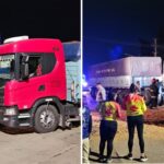 Impresionante choque entre un camión cargado de trigo y una formación ferroviaria en La Banda